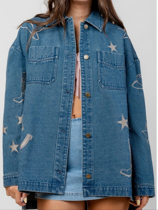 Jackets & Blazers - Beivy Oversized Western Denim Shacket